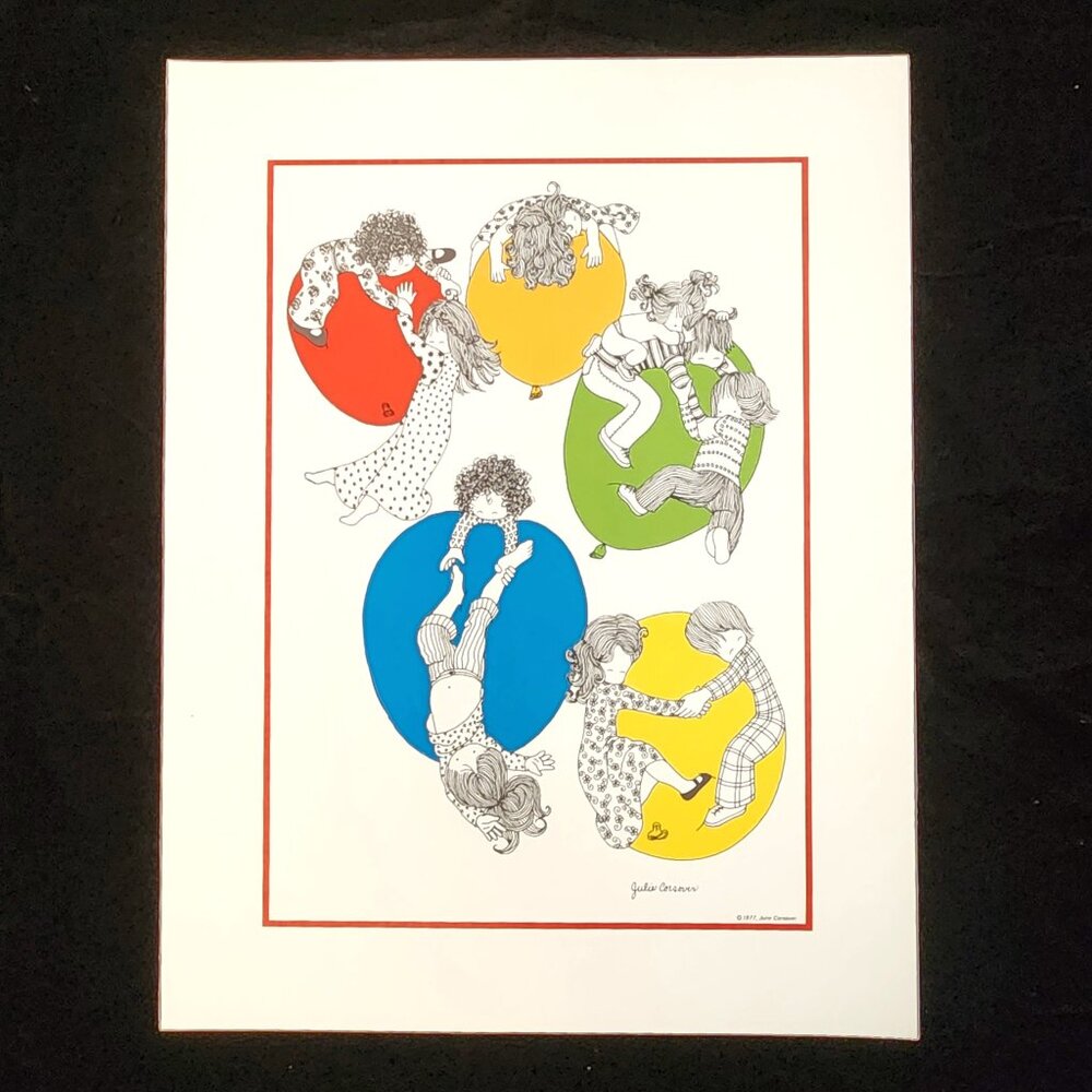 Julie Corsover Children's Prints "Balloon Magic"  - Vintage 1977 Unframed: New